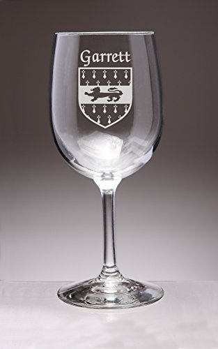 Garrett Irish Coat of Arms Wine Glasses - Set of 4 (Sand Etched)
