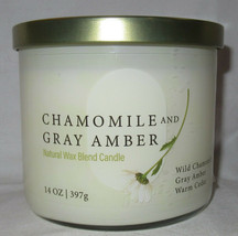 Kirkland's 14 Oz Large 3-Wick Candle Natural Wax Blend Chamomile & Gray Amber - $27.08