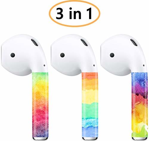 AirPods Skin 3 in 1 AirPod Skins Colorful Rainbow Paint Protective ...