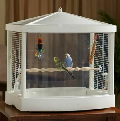 Treetop White Clear View Bird Cage Habitat Finches Canaries Parakeets