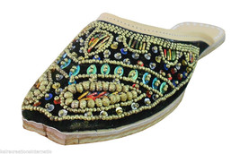 Women Slippers Indian Handmade Open Clogs Black Leather Flip-Flops Jutti US 7  - $44.99
