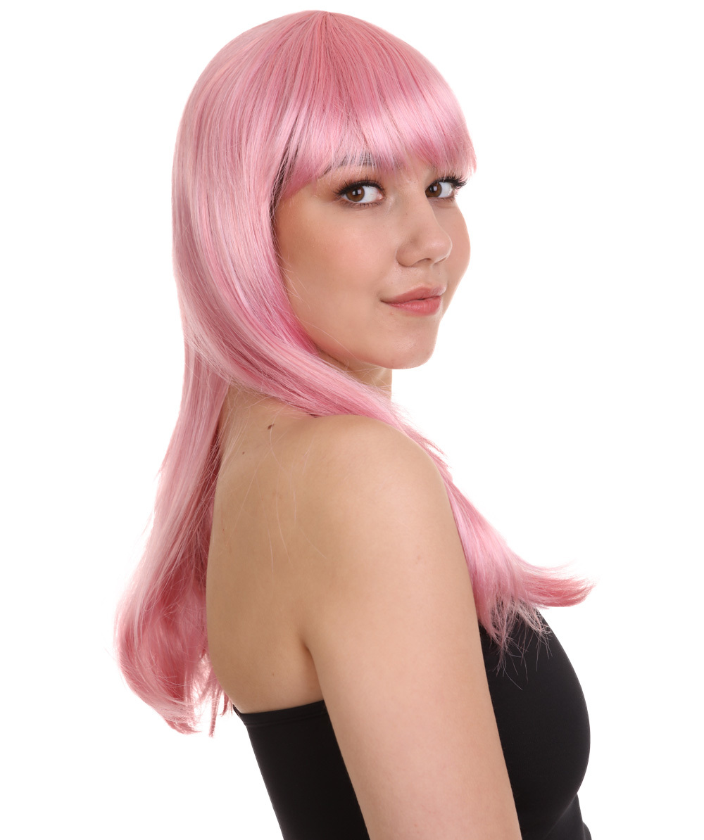 Glamour Lt Pink Wig Sexy Cosplay Party Halloween Wig Premium Breathable Cap Hair 4802