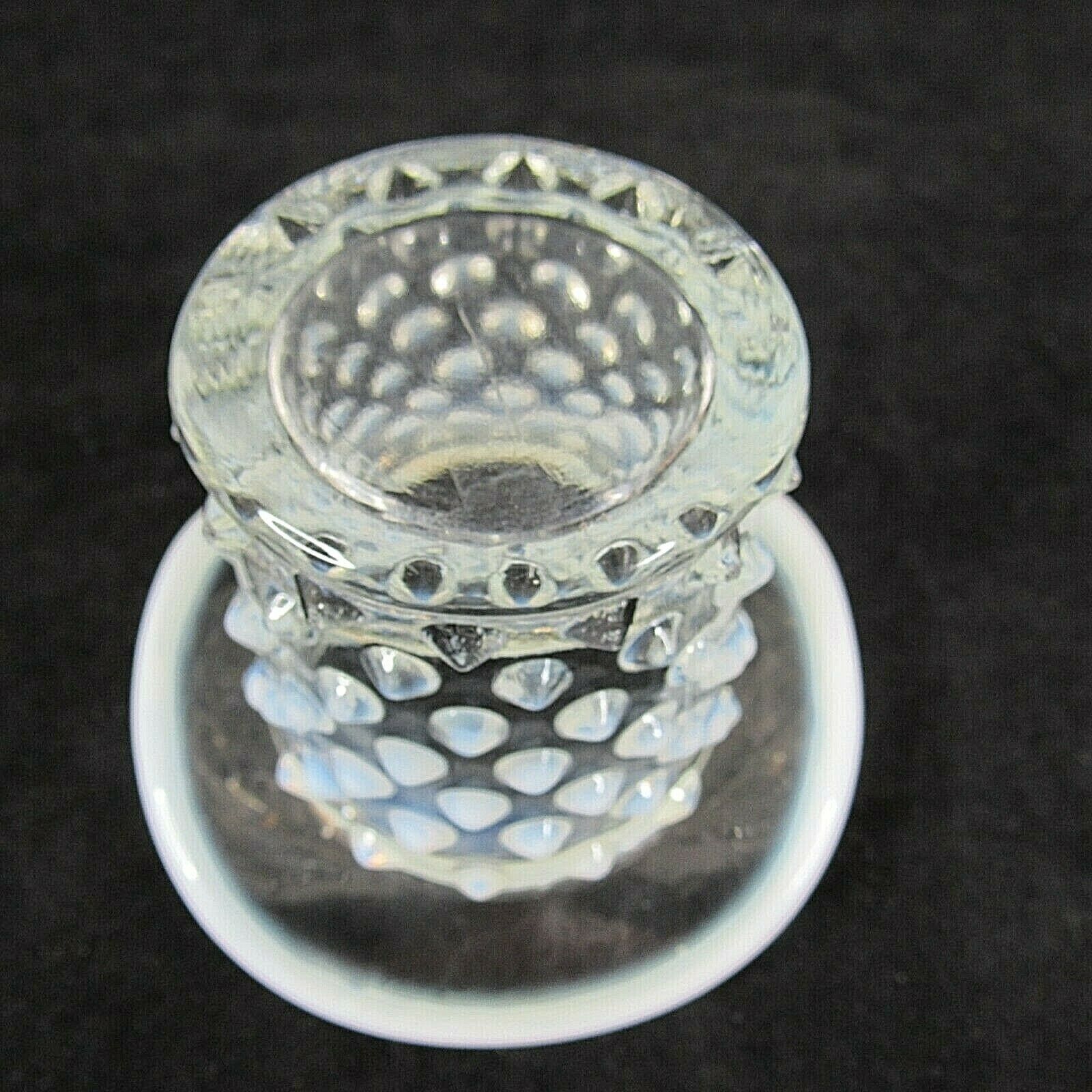 Fenton Top Hat Glass Toothpick Holder Opalescent Hobnail White Vintage ...