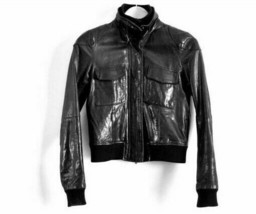 Theory Karlin Knit Moto bomberJacket Black Lambskin Biker Leather S Ital... - $350.00