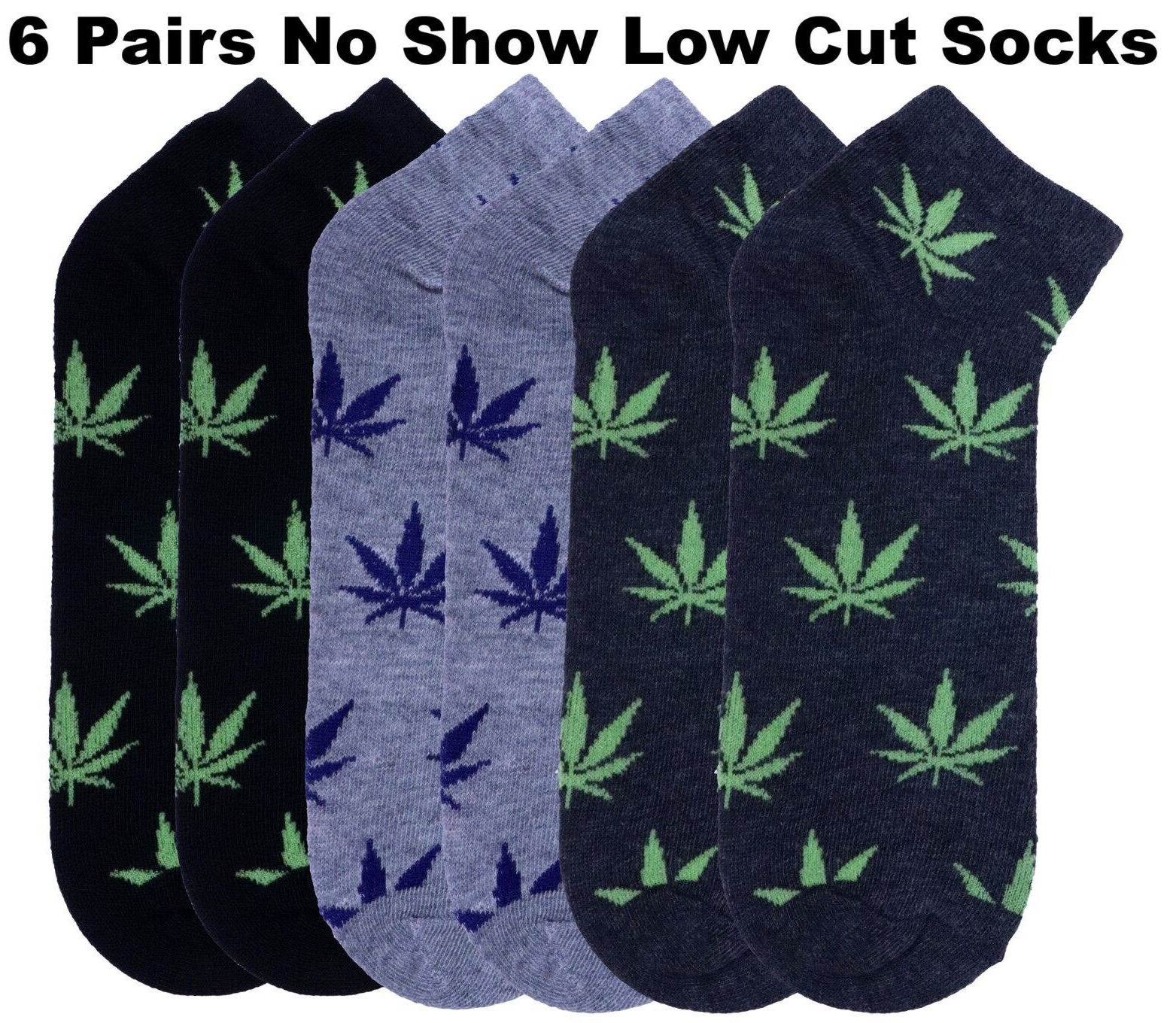 6 PAIRS Marijuana Green Weed Potleaf Cannabis 9-11 10-13 Low Cut No Show Socks
