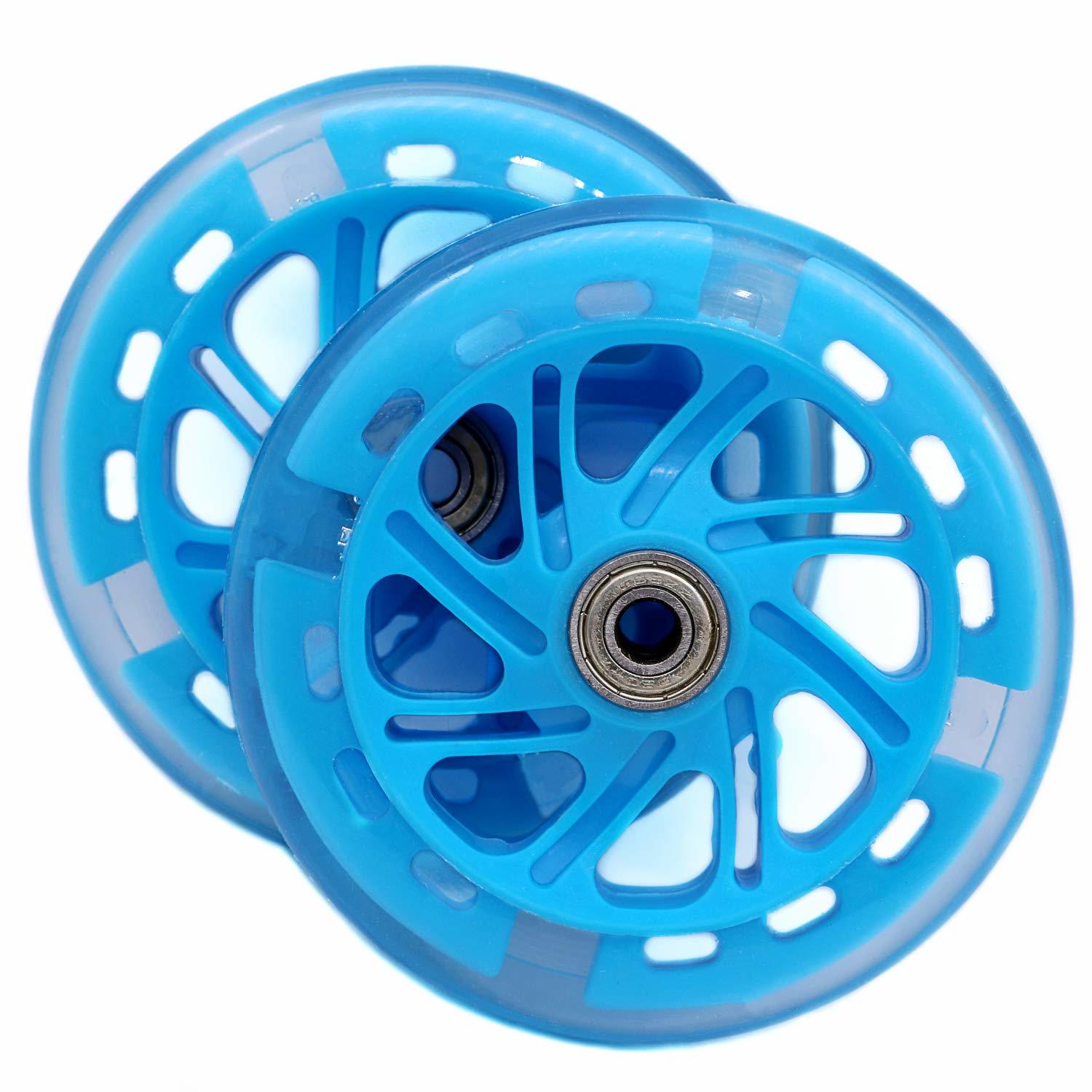 AOWISH 120 mm Light Up Scooter Wheels Pair, LED Flash PU Replacement