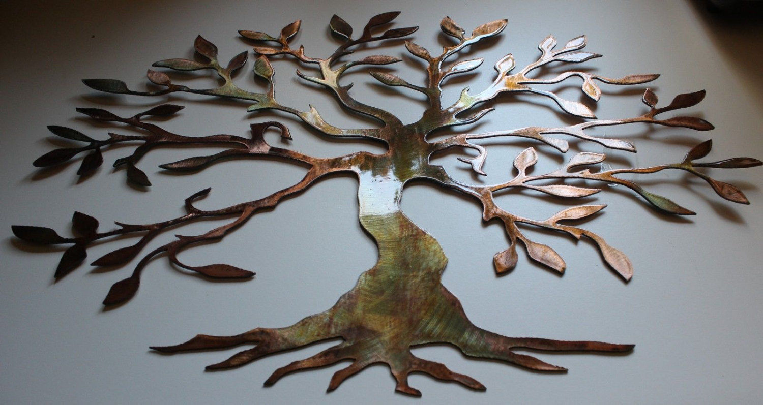 Olive Tree of Life (Wide & Short) Metal Wall Art Copper 18 3/4" x