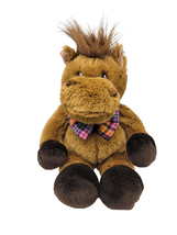 Commonwealth Horse Brown with Plaid Bow Tie 15'' Plush Stuffed Animal Toy  - $29.66