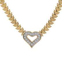 1.00 Carat Round Cut Diamond Heart Shape Necklace 14K Yellow Gold - $1,781.01