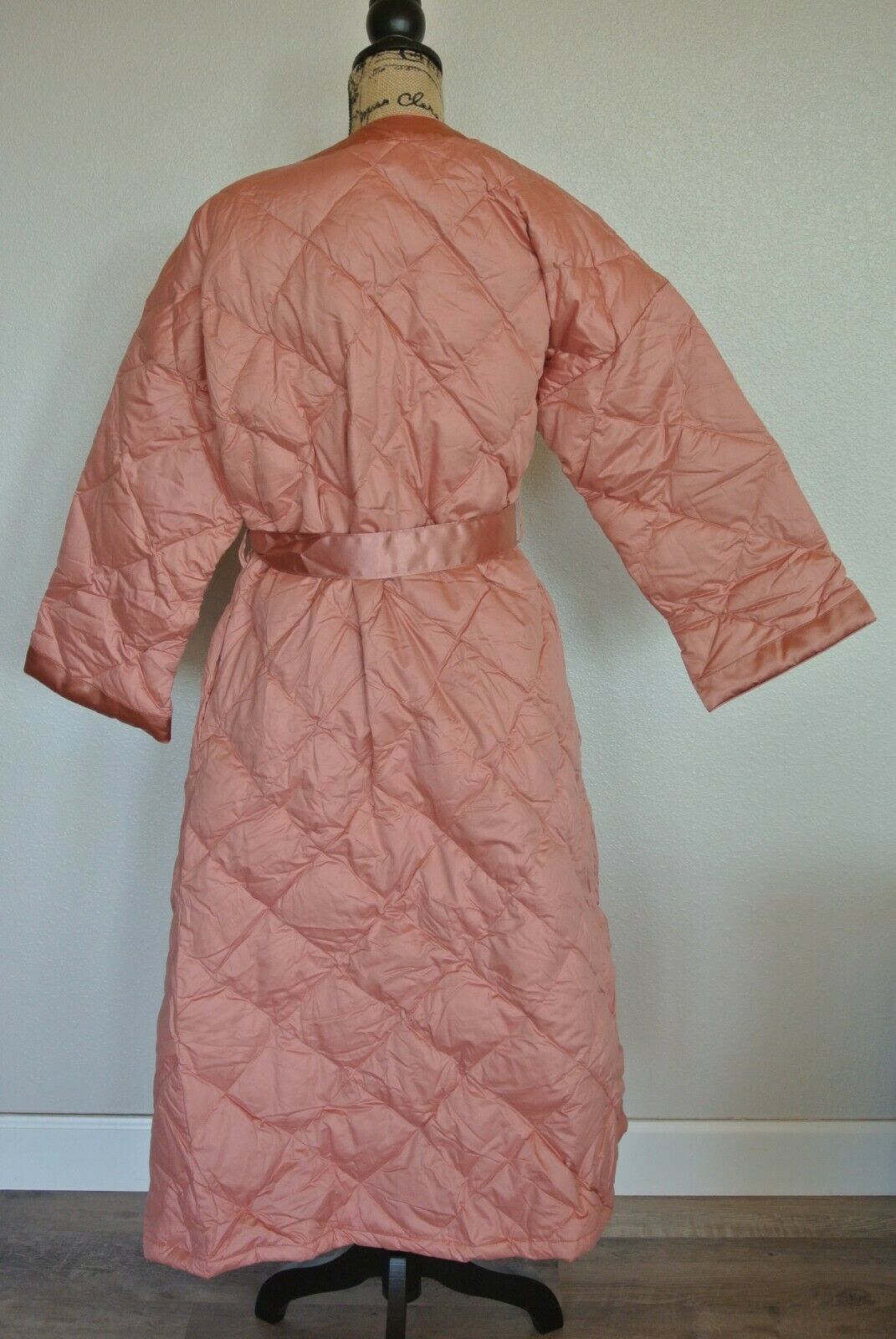 NWT CUDDLEDOWN $398 Dusty Rose Long Goose-Down Wrap Robe Coat M may fit ...