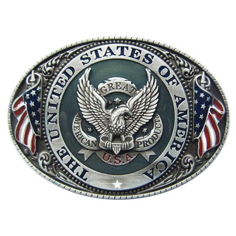 New Enamel Great US Eagle Flag Oval Vintage Belt Buckle Gurtelschnalle Boucle de