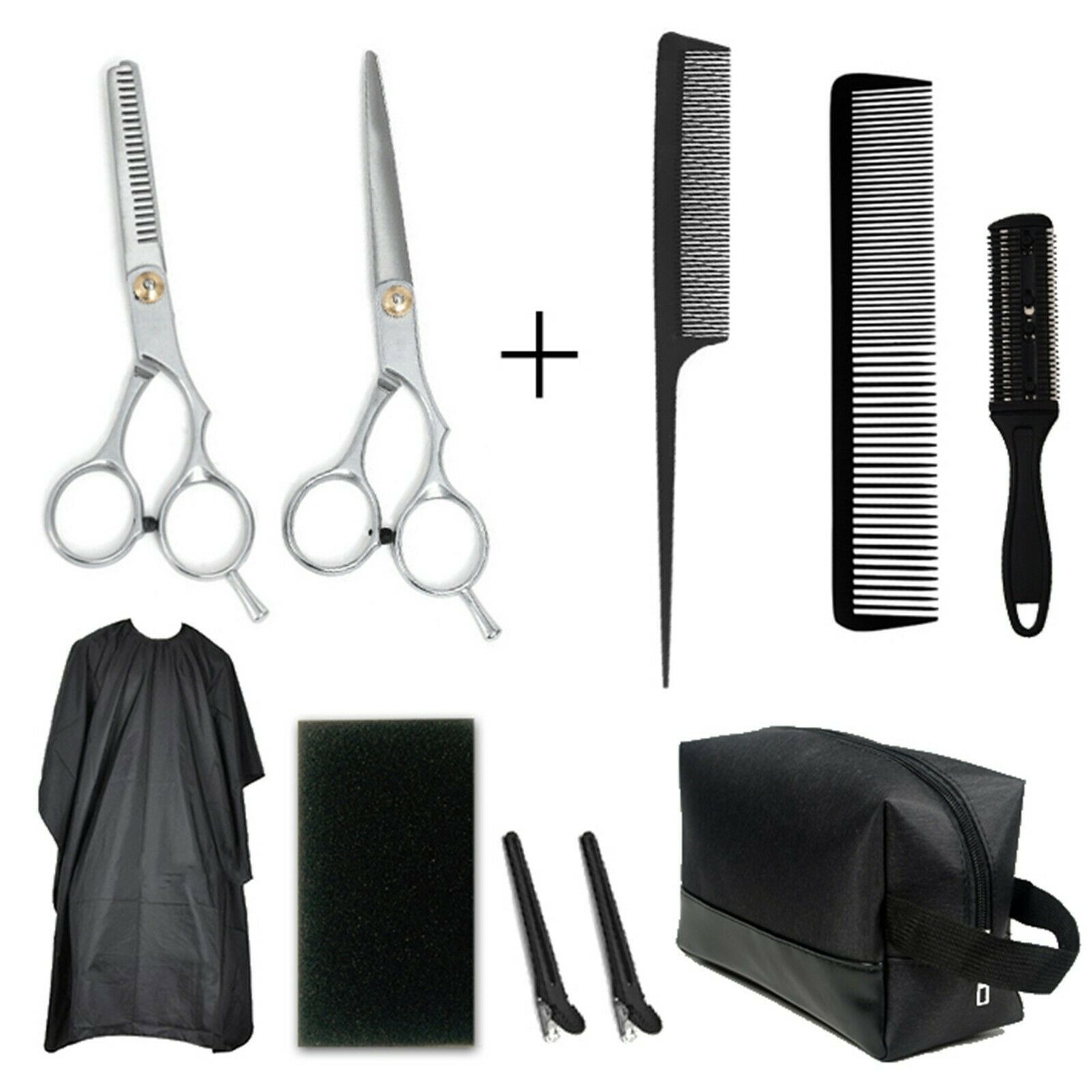 10 Pcs Professional Barber Clippers, Hair Cutting Thinning Shears, Scissors Kit