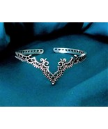 Retro Plated Silver Bohemian Opening Hollow Antique Silver Crown Bracelet - $12.95
