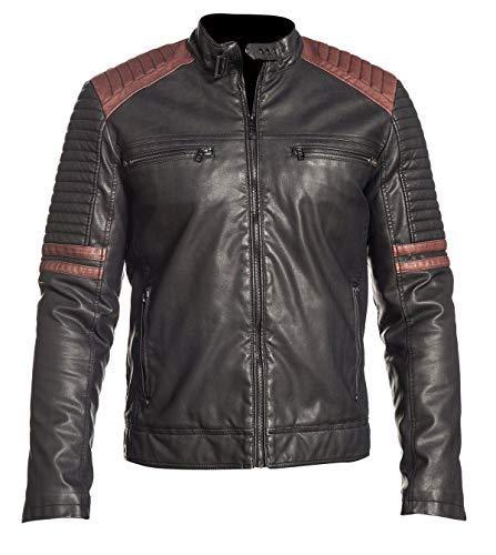 Black Qulited Powerhorse Retro Motorcycle Warm Winter Vintage Leather Jacket