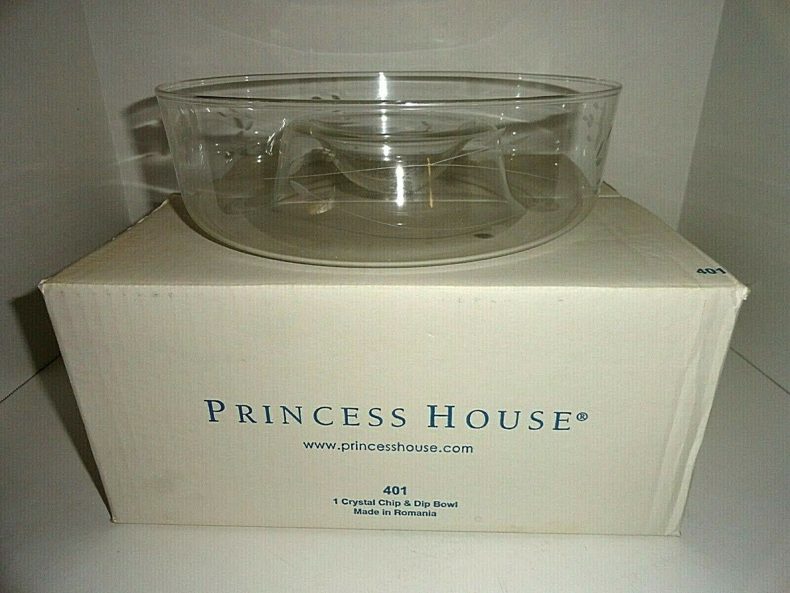 Princess House 401, Hand Blown Crystal chip and dip serving bowl
