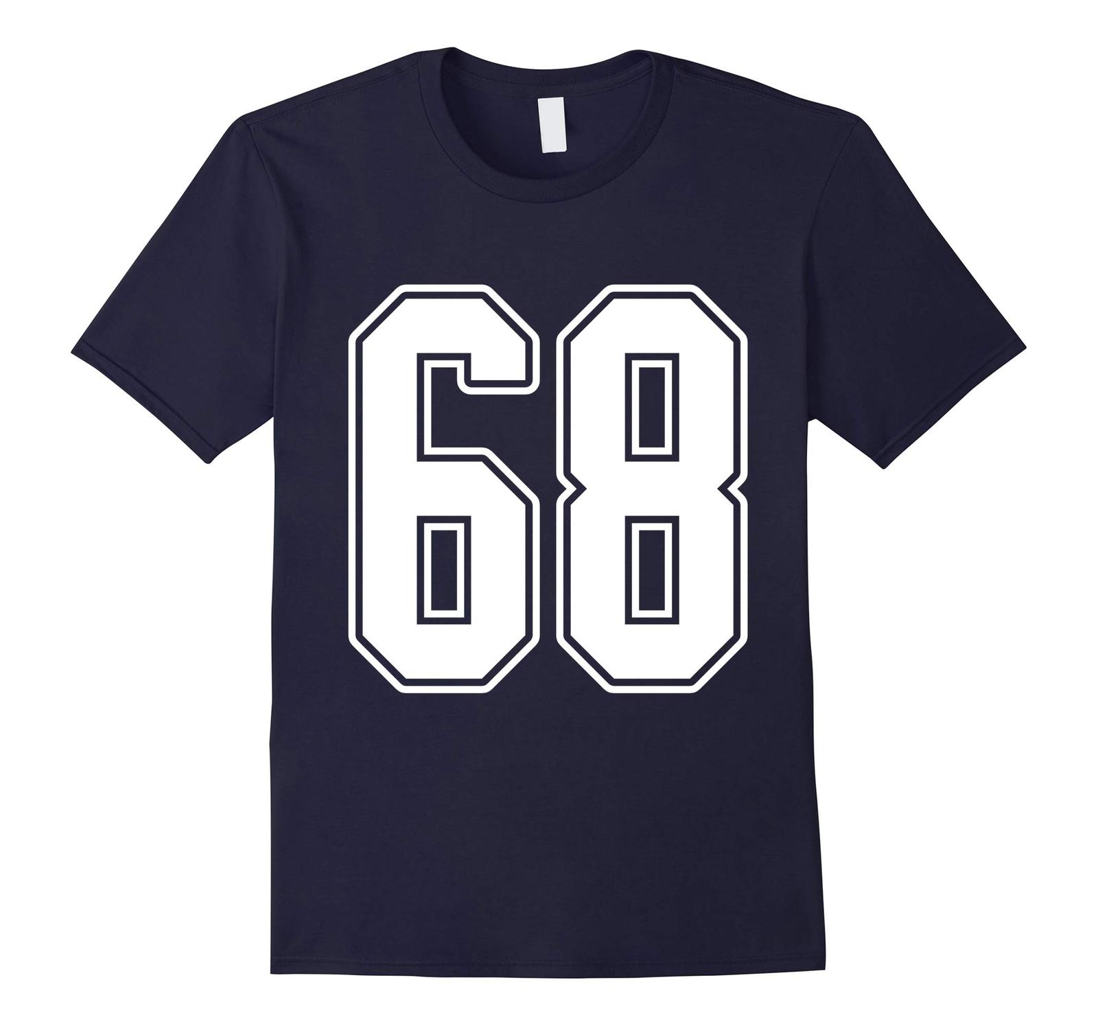 New Tee - #68 White Outline Number 68 Sports Fan Jersey Style T-Tee Men ...