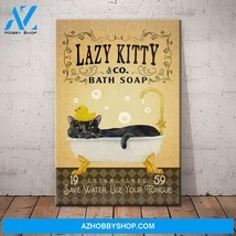 Black Cat Lazy Kitty Bath Soap Company Canvas - $49.99