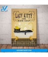 Black Cat Lazy Kitty Bath Soap Company Canvas - £42.23 GBP