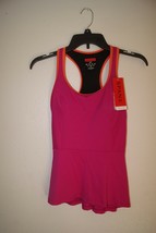Spanx Active Peplum Tank Athletic Top W/BUILT In Bra Pink Pow Small S/P $78 - $16.15