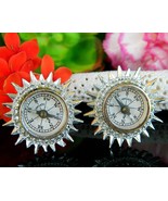 Vintage Coro Real Compass Earrings Miniature Working Germany Screwback - $21.95