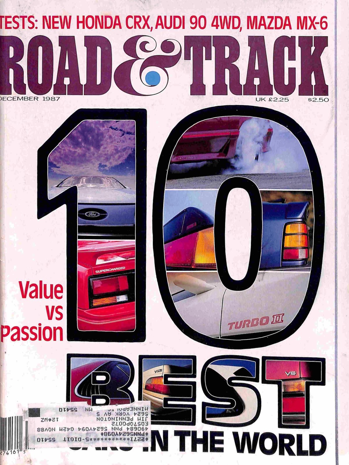 Road and Track, December 1987 Magazine Back Issues