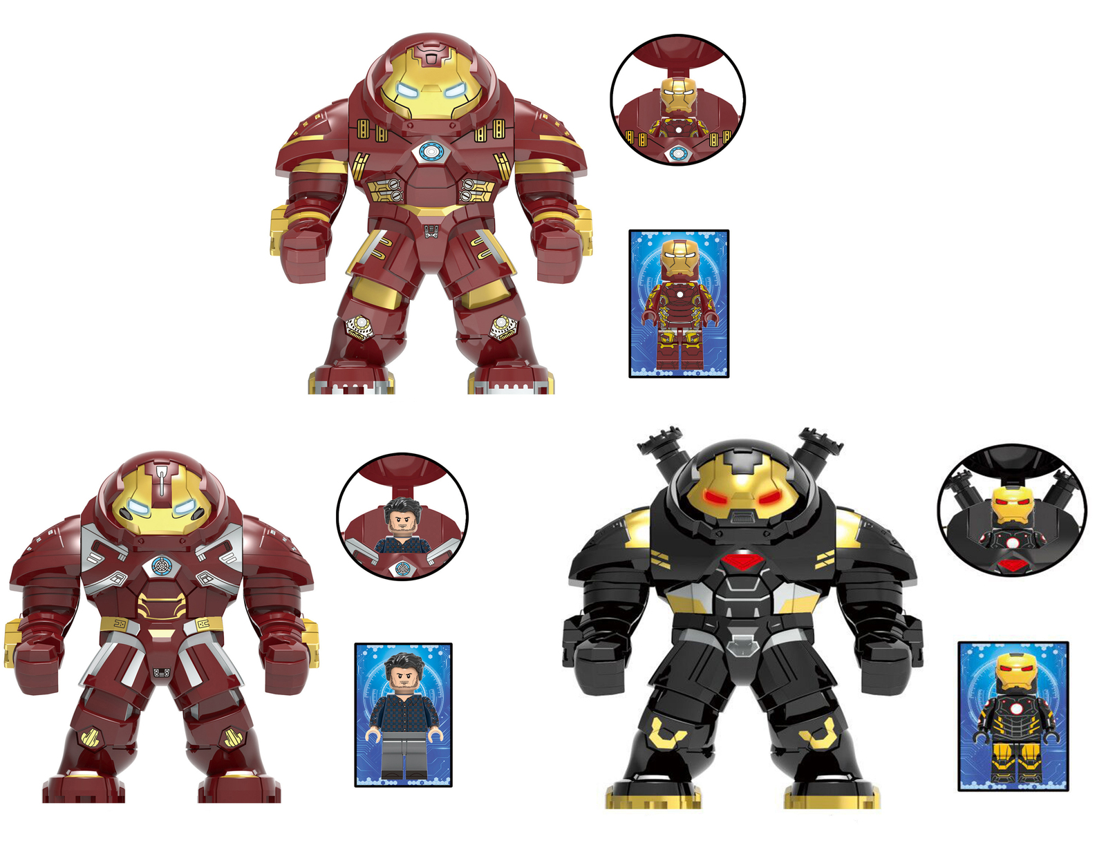 3pcs Hulkbuster V2.0  Minifigure Building Blocks for boys and girls