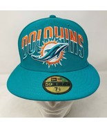 New Era Miami Dolphins Teal Logo  Fitted Hat Sz 7 1/8 Football NFL 59Fifty  - $44.54