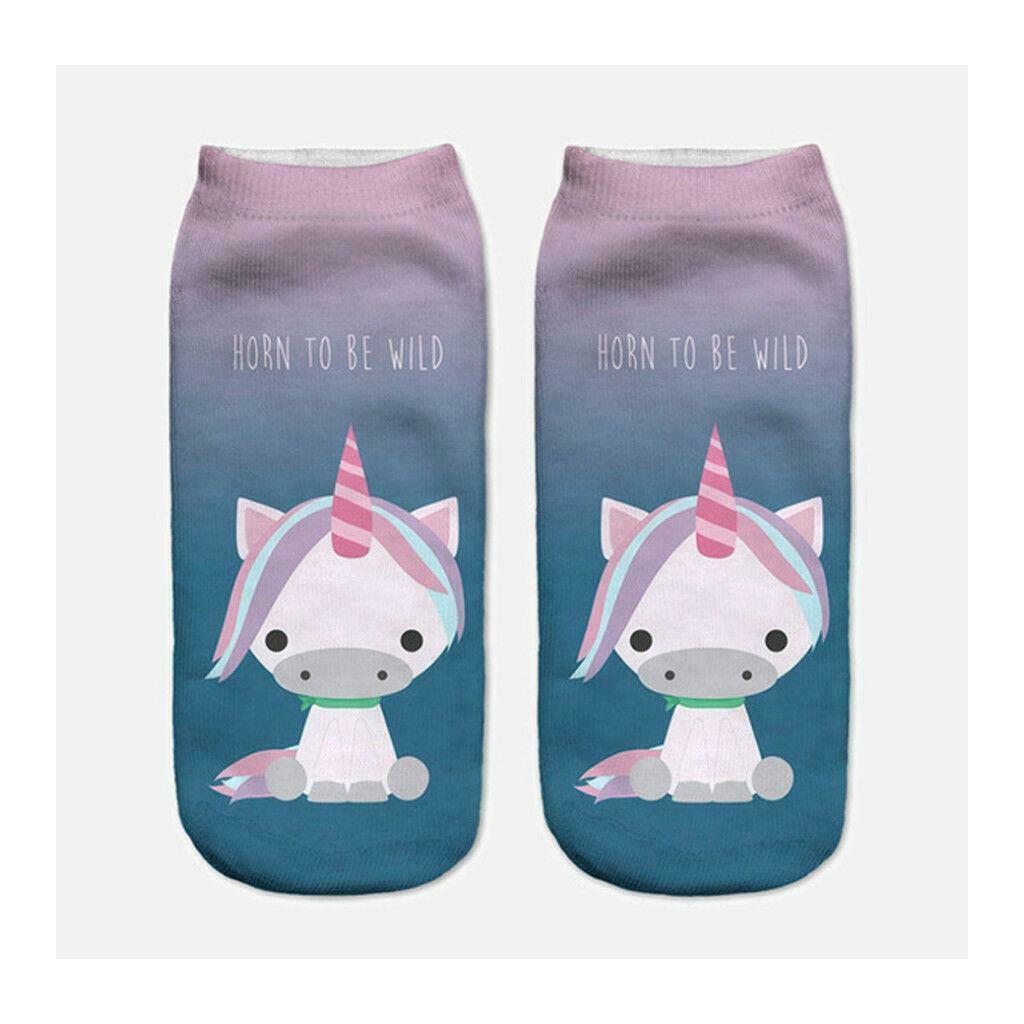 Diona J - Women girl teen cute cartoon harajuku animal 3d print unicorn-6 ankle socks