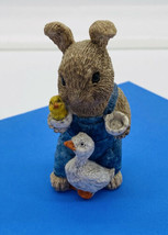 UOC ‘87 Vintage Bunny In Blue Overalls Baby-n-Mama Duck Figurine Easter ... - $13.85