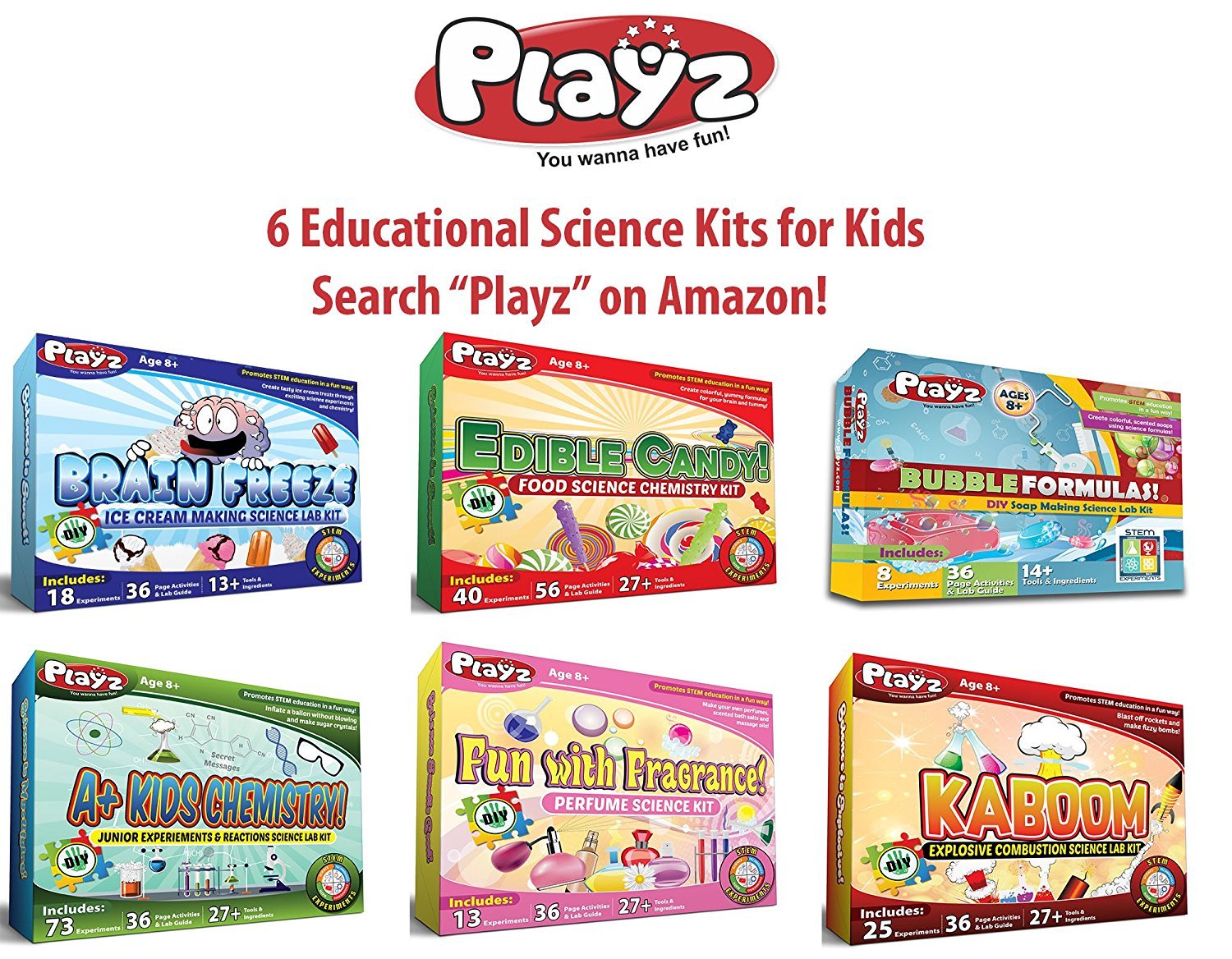 Playz Edible Candy! Food Science STEM Chemistry Kit 40+ DIY Make Your