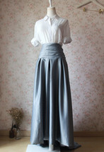 GRAY Taffeta Skirt Lady High Waist Taffeta Skirt Maxi Party Prom Skirt Plus Size