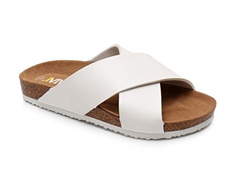 Women Leather Sandals Arizon Slide Shoes US 9, White - Sandals & Flip Flops