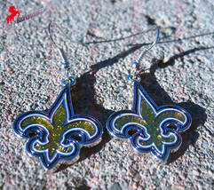 New Orleans Saints Dangle Earrings, Sports Earrings, Football Fan Earrings -Gift - $3.95