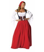 Roma Swiss Miss Beer Maiden Oktoberfest Red Long Dress w/ Cincher Costum... - $32.99