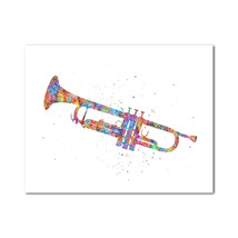 Trumpet Poster Abstract Musical Instrument Wall Decor Watercolor Music J... - $14.00+