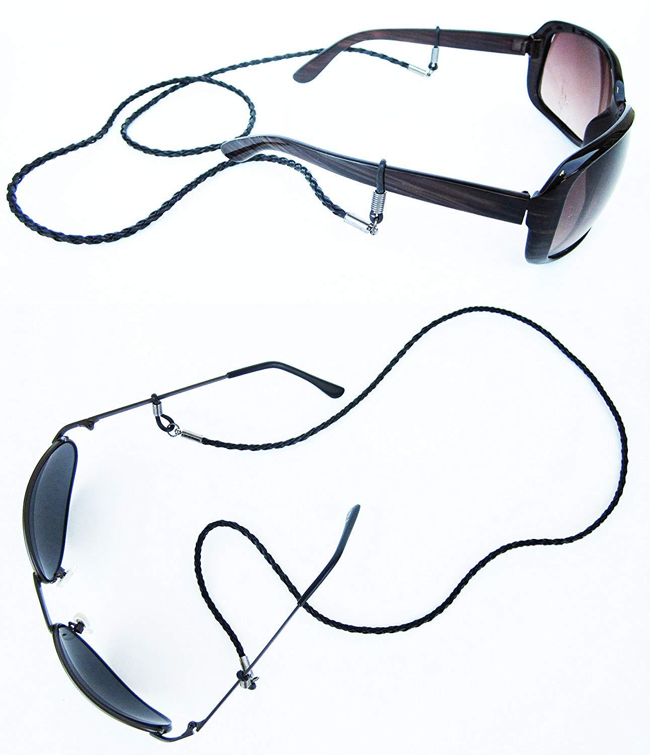 Leather Eyewear Retainer Sunglasses Holder Strap Unisex Black