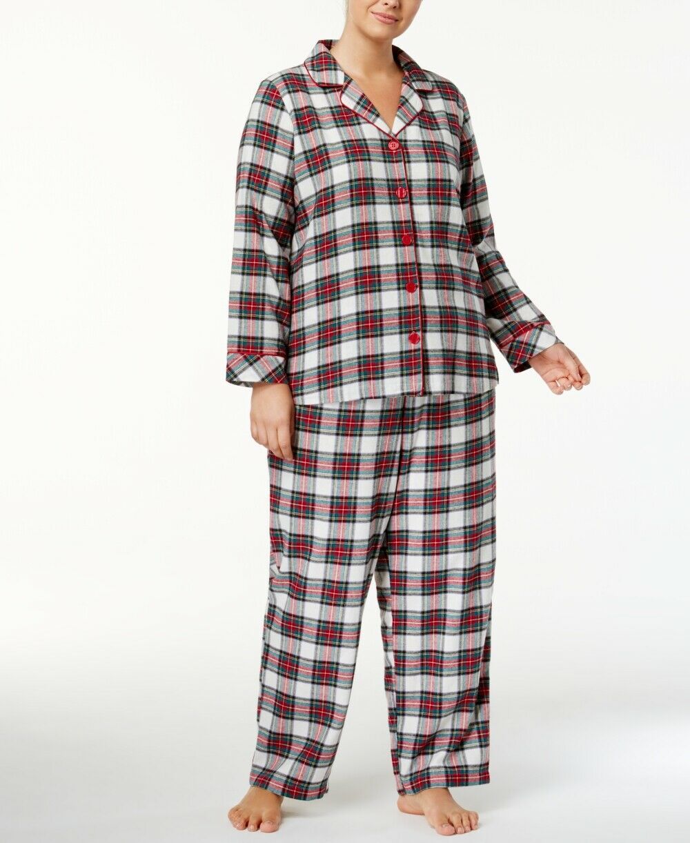 Charter Club Womens Plus Size 100 Cotton Flannel Pajama Set Stewart