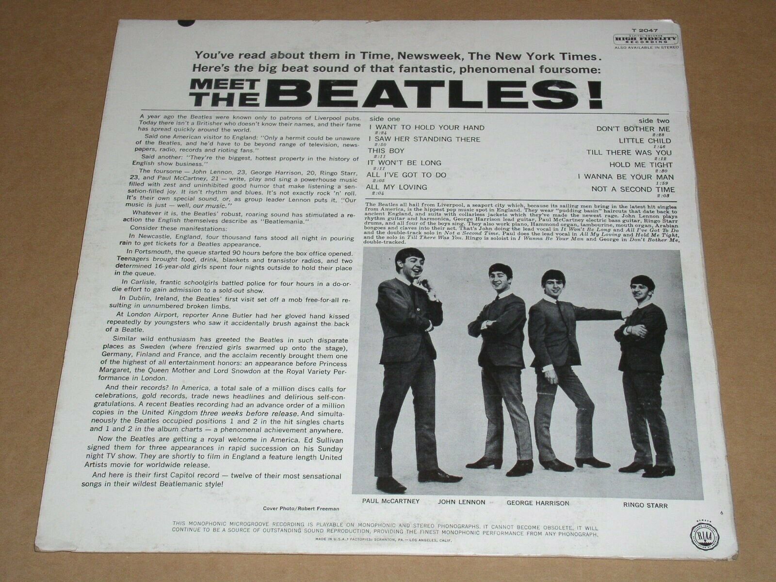 The Beatles Meet The Beatles! Record Album Vinyl Vintage Capitol MONO ...