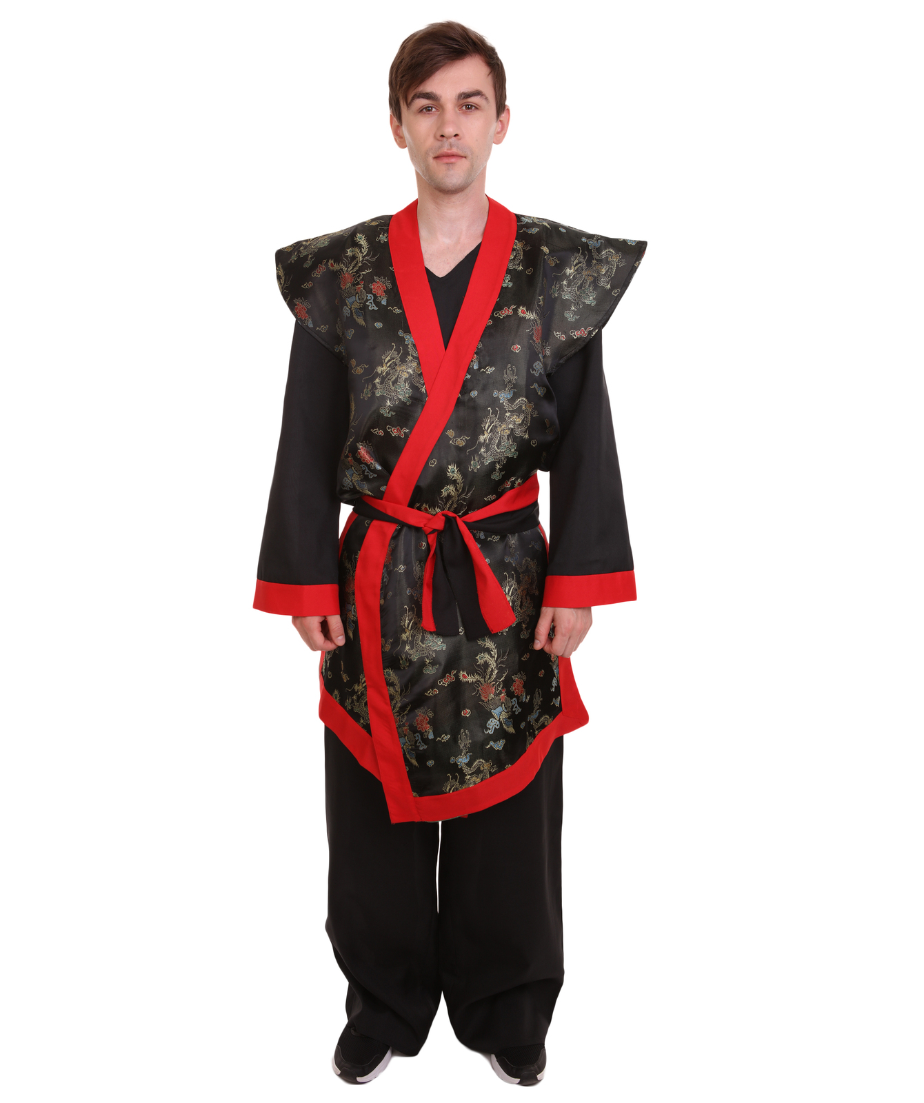 Adult Men's Deluxe Samurai Embroidery Japanese Asian Robe  Costume | Multicolor