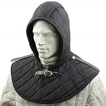 Medieval Renaissance Armor Padded Arming Cap Collar Head Neck Cotton Black SCA