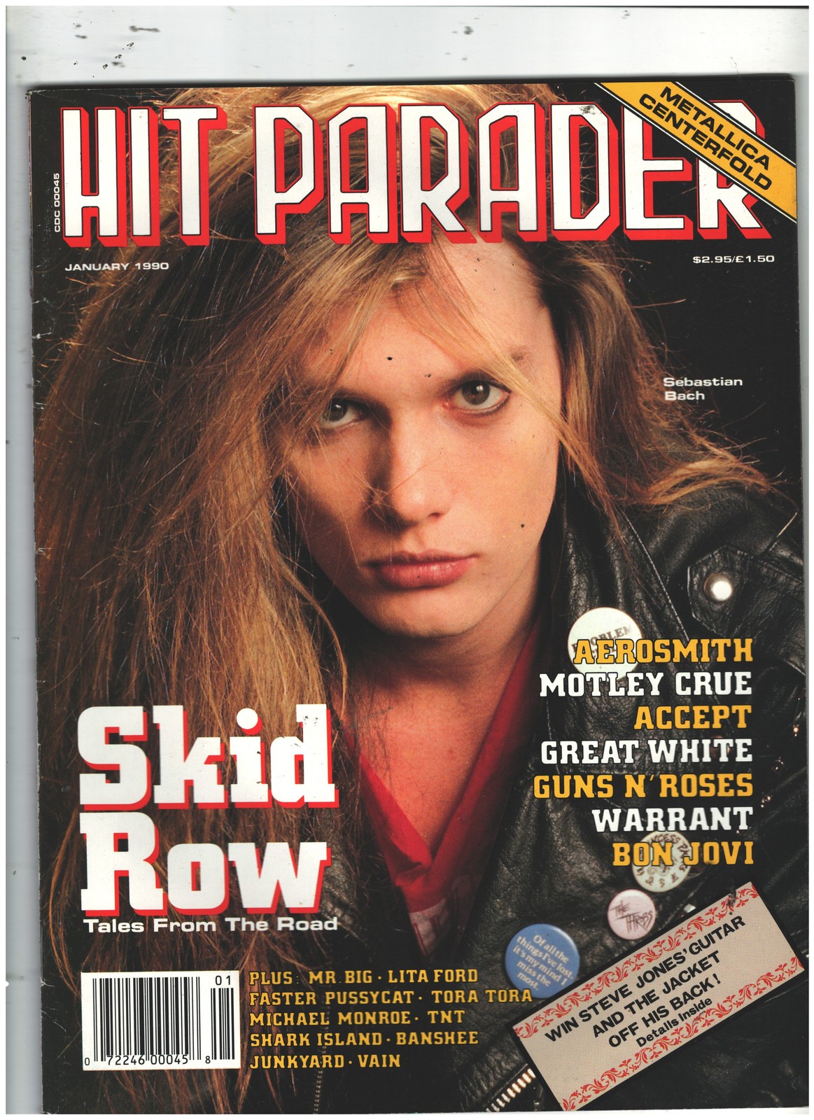 Hit Parader magazine January 1990, Skid Row , Metallica centerfold ...