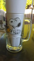 Snoopy and Woodstock Glass Root Beer Mug It Never Fails VIntage MADE IN USA - $7.20