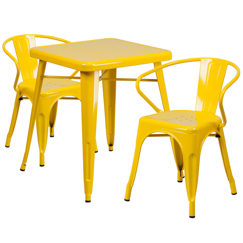 23.75SQ Yellow Metal Table Set CH-31330-2-70-YL-GG