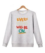 Autumn And Winter Warm Sweater, Gray Bottom And Multicolor English Letters - $35.17