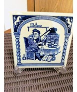 Vintage 3 Blue Delft Holland Tiles Handmade  Pharmacy School Tiles  5.75... - $36.00