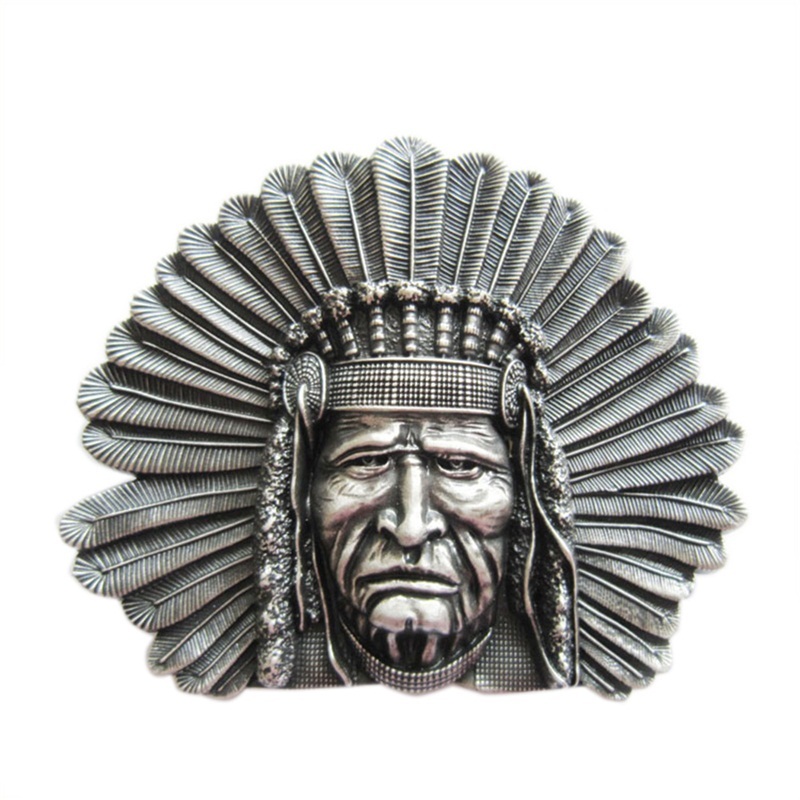 New Vintage Silver Plated Native Chief Legend Western Belt Buckle Gurtelschnalle
