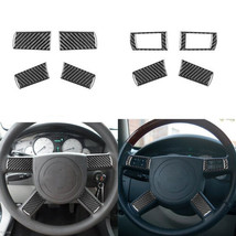 Carbon Fiber Interior Steering Wheel Button Cover For Chrysler 300 300C ... - $18.05