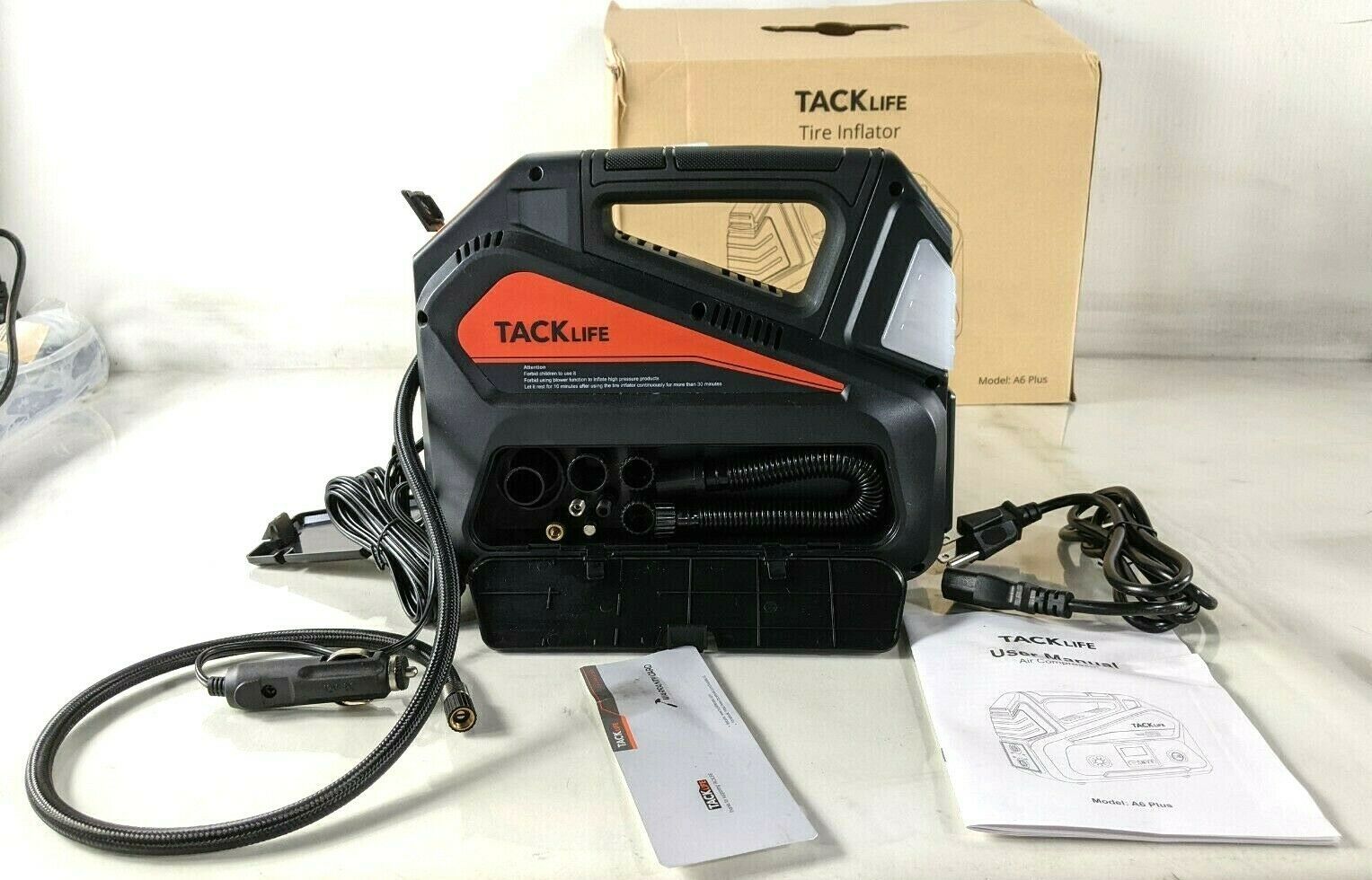 Open Box TACKLIFE A6 Plus AC/DC Tire Inflator, Portable Air Compressor