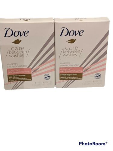 {Lot of 2} Dove Care Between Washes Go Active Dry Shampoo Wipes 5 Each Pack NEW! - $12.59