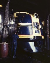 Santa Fe Railroad locomotive gets washed in roundhouse Kansas 1943 Photo Print - $8.81+